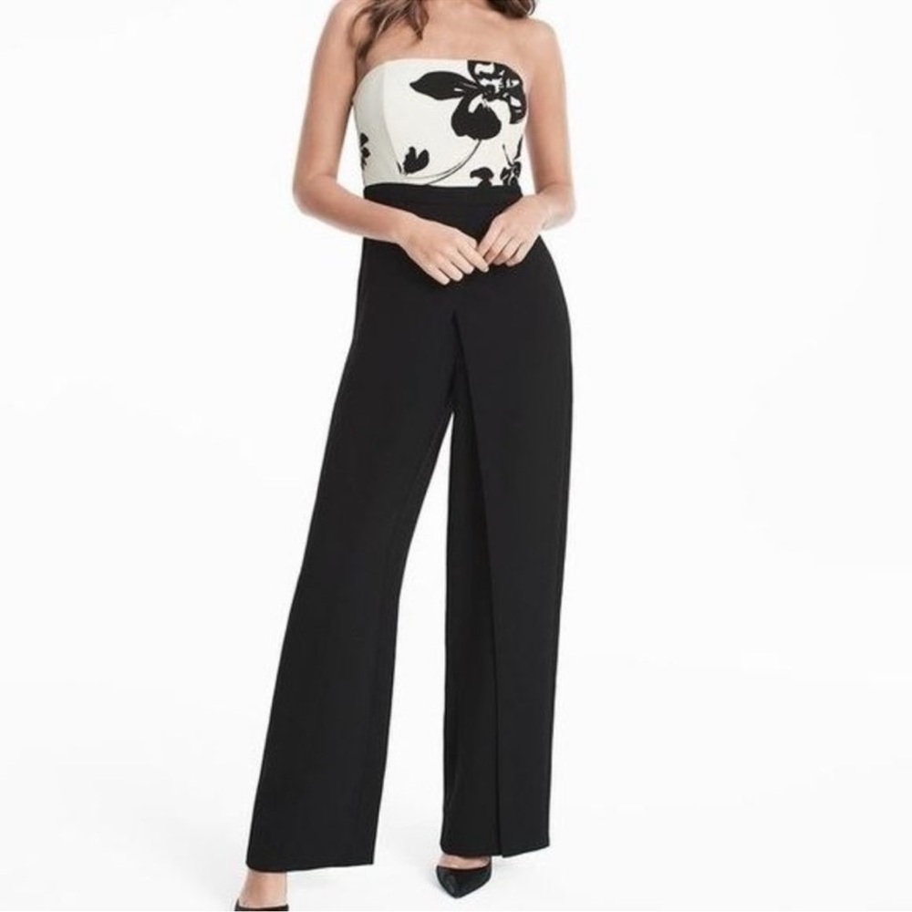 White House Black Market Black and White Jumpsuit